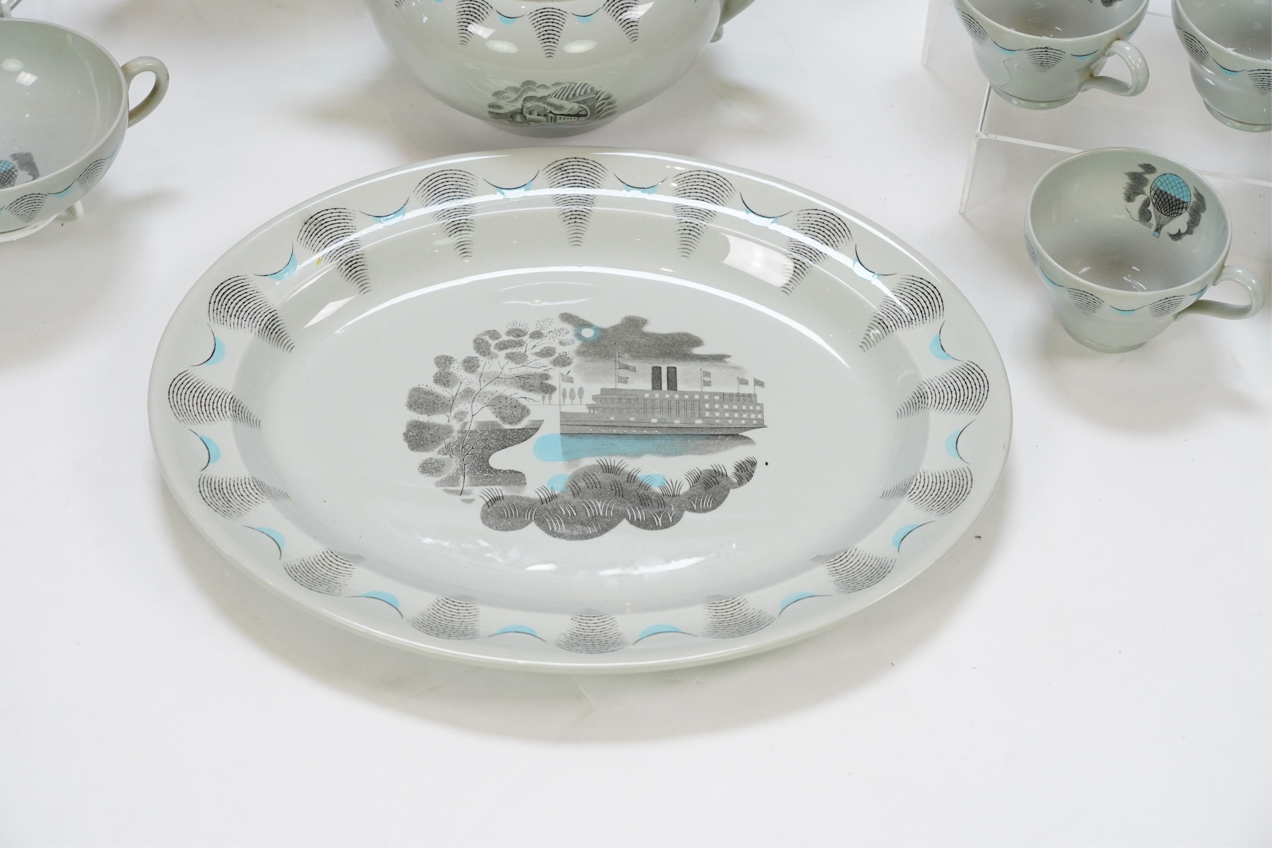 Eric Ravilious (1903-1942) for Wedgwood: A 'Travel' pattern part tea and dinner service